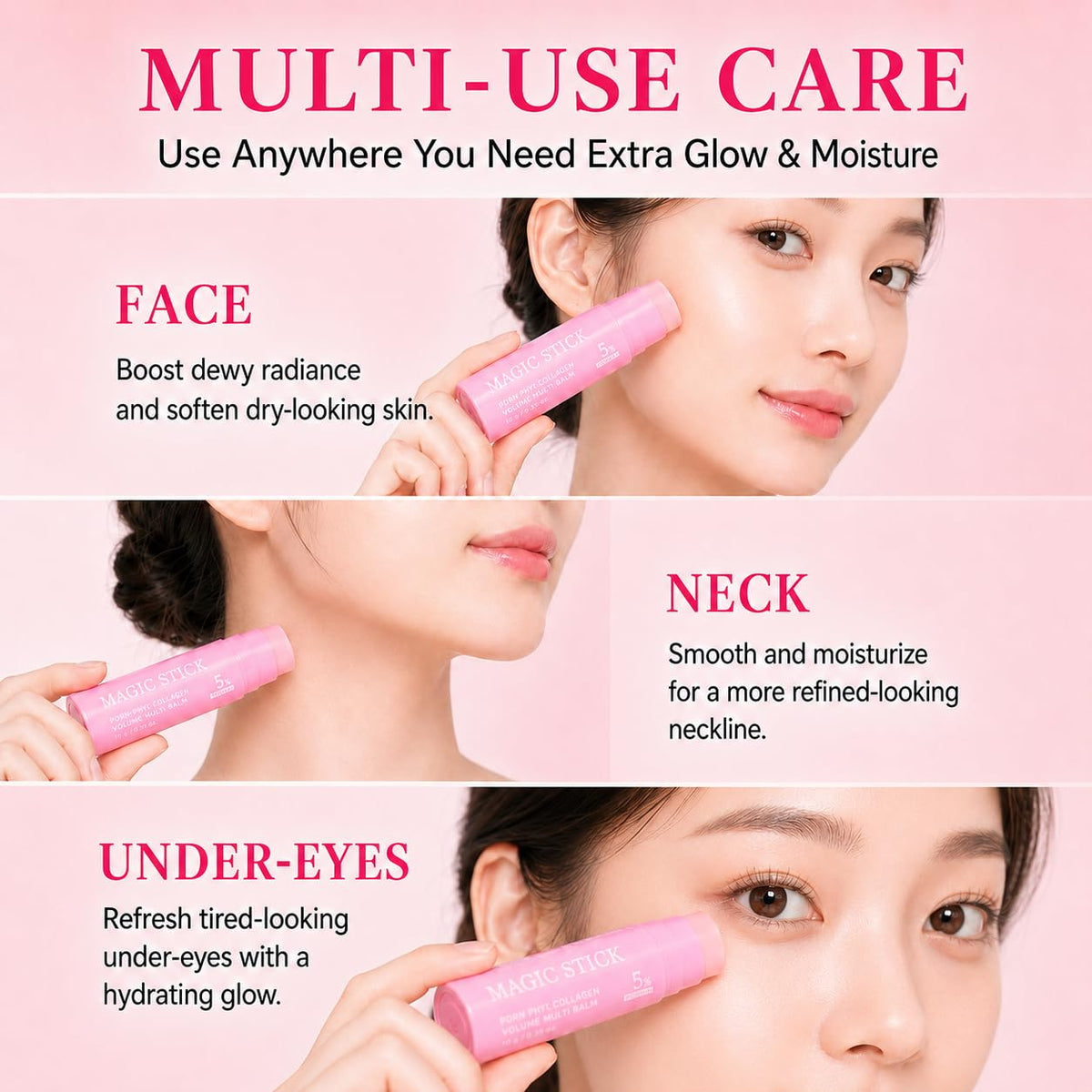 NUDENTA application under-eye demonstrating hydration and smoothing