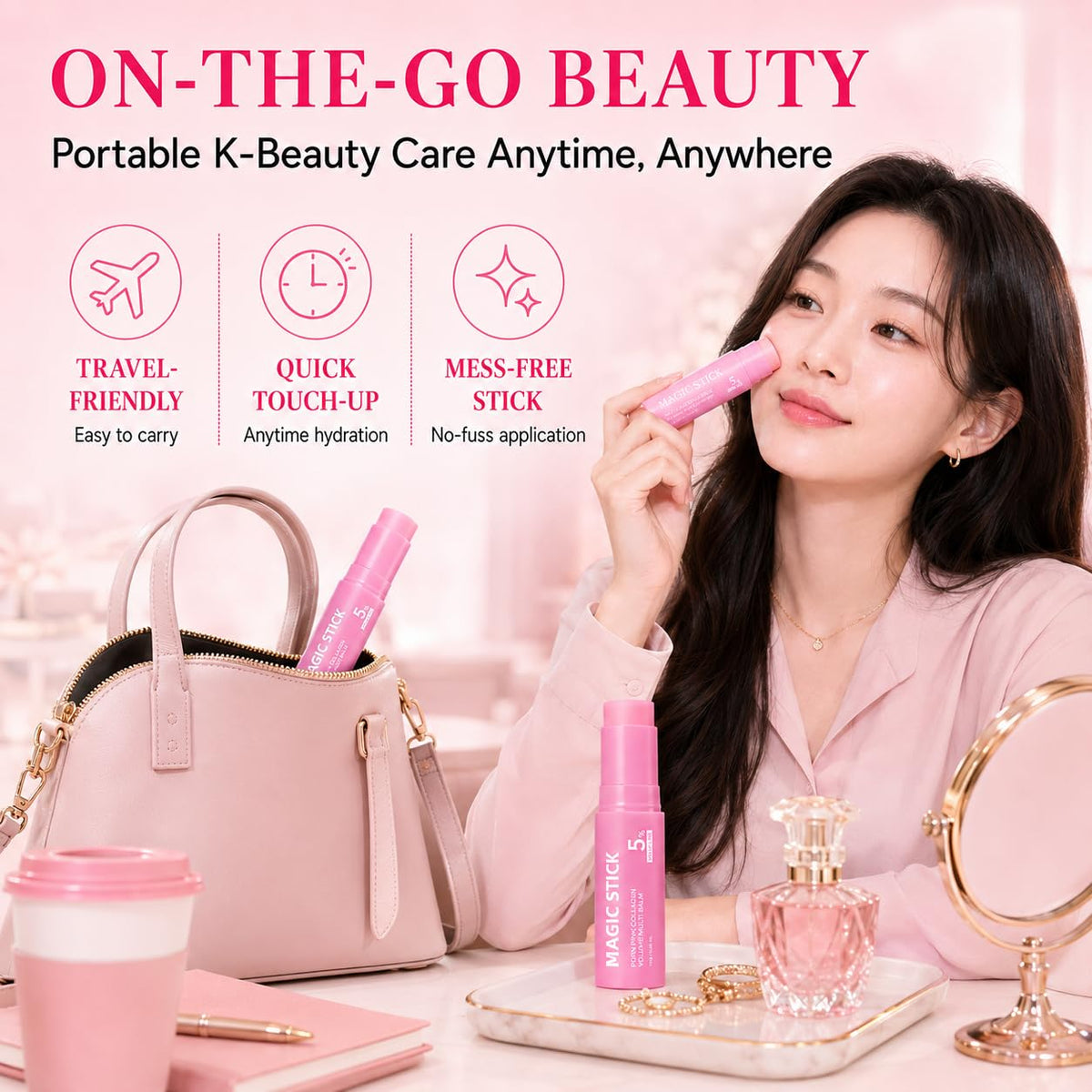 NUDENTA neck application in lifestyle setting for smooth hydrated skin