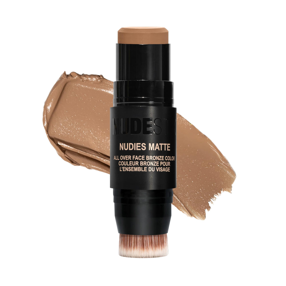 Nudestix front packaging showing tin and color block for easy travel