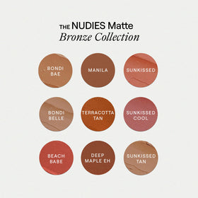 Nudestix bronzer lightly dabbed on lips for muted beachy tint
