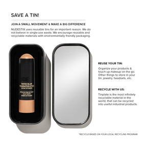 Nudestix before and after photo showing blurred pores and evened tone