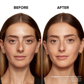 Nudestix blending with sponge demonstrating seamless finish and fast application