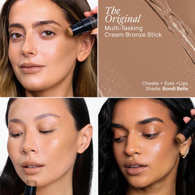 Nudestix bronzer stick texture close-up showing creamy formula that blends smoothly