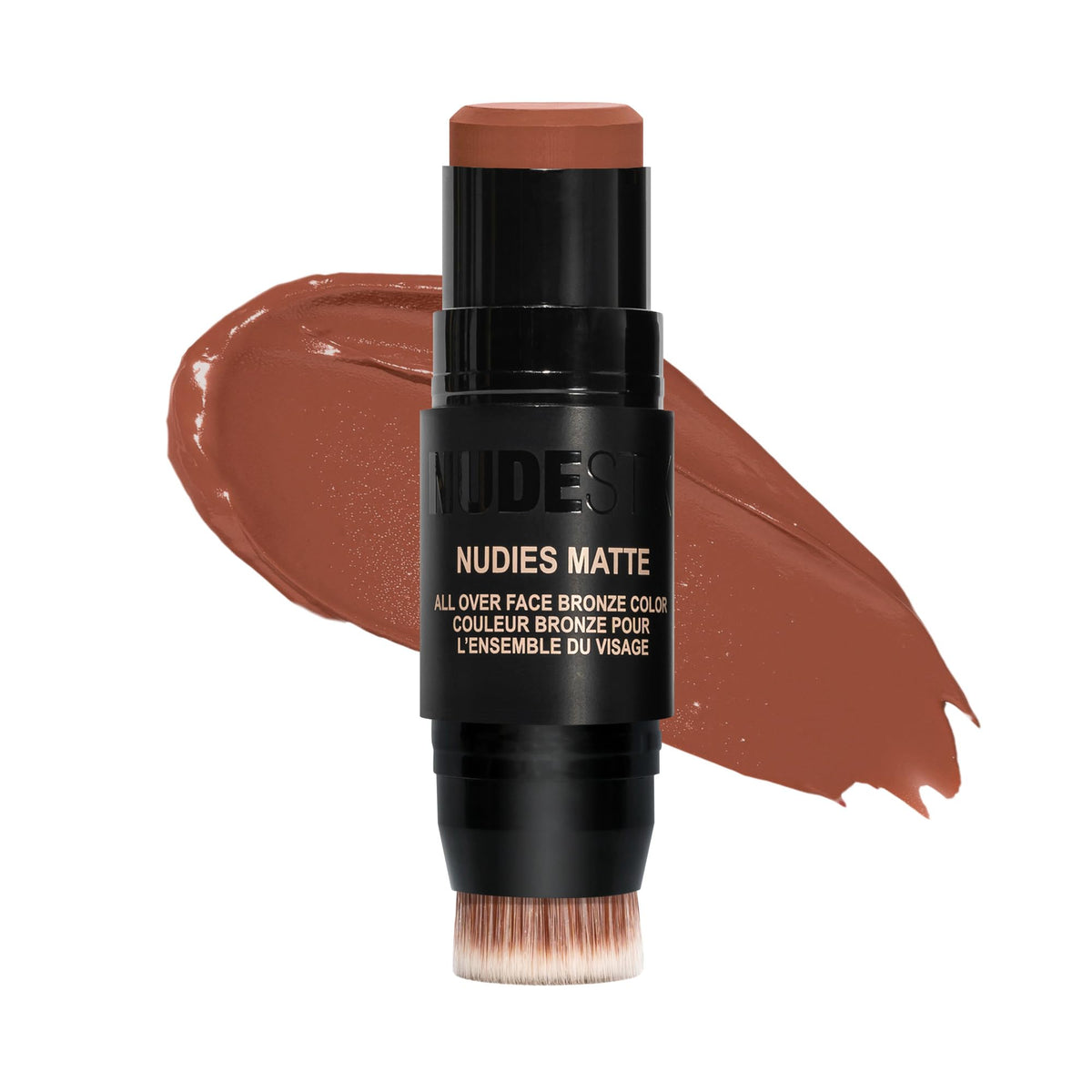 Nudestix front tin shot showing packaging and shade identification benefit