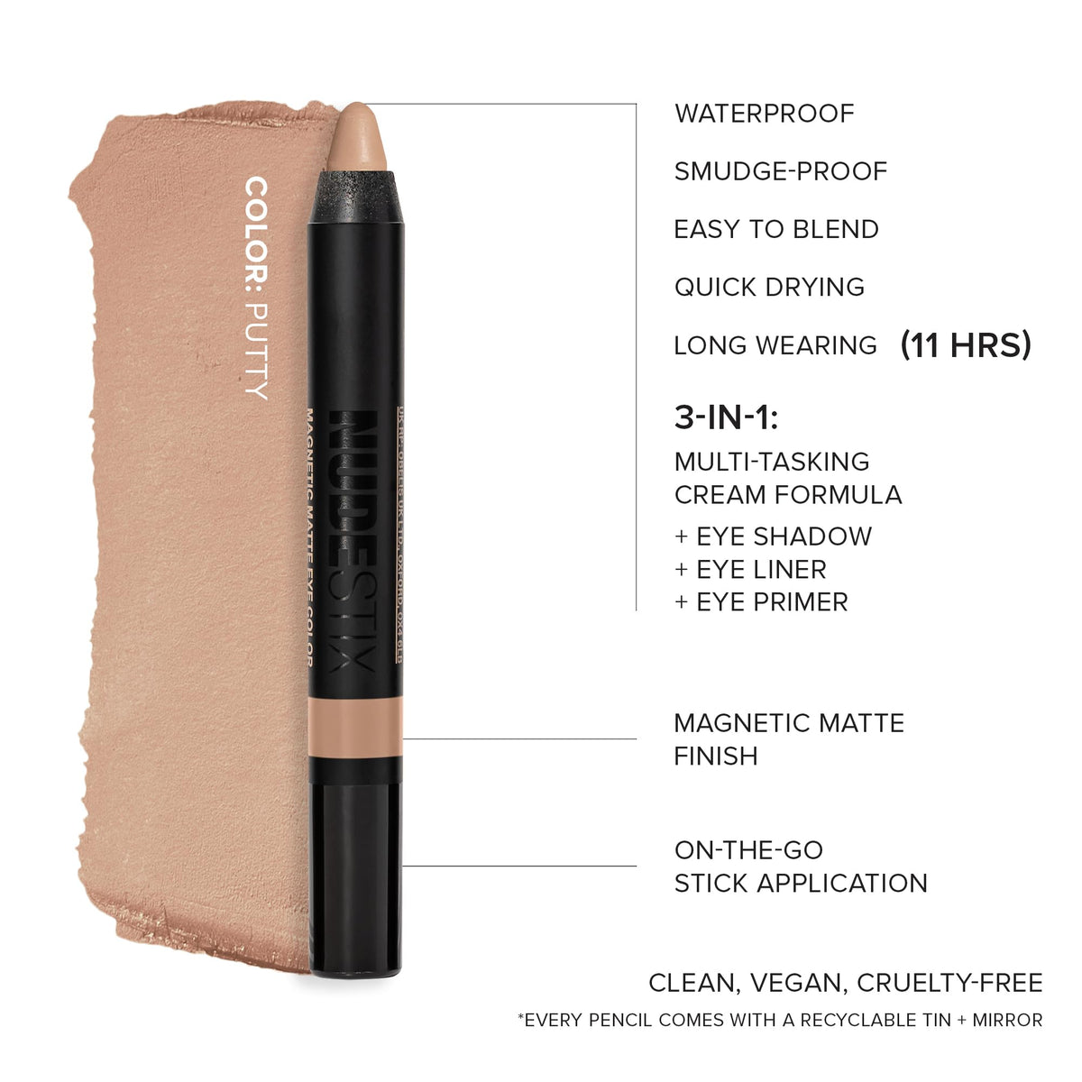 Nudestix applied on lid demonstrating neutral matte definition