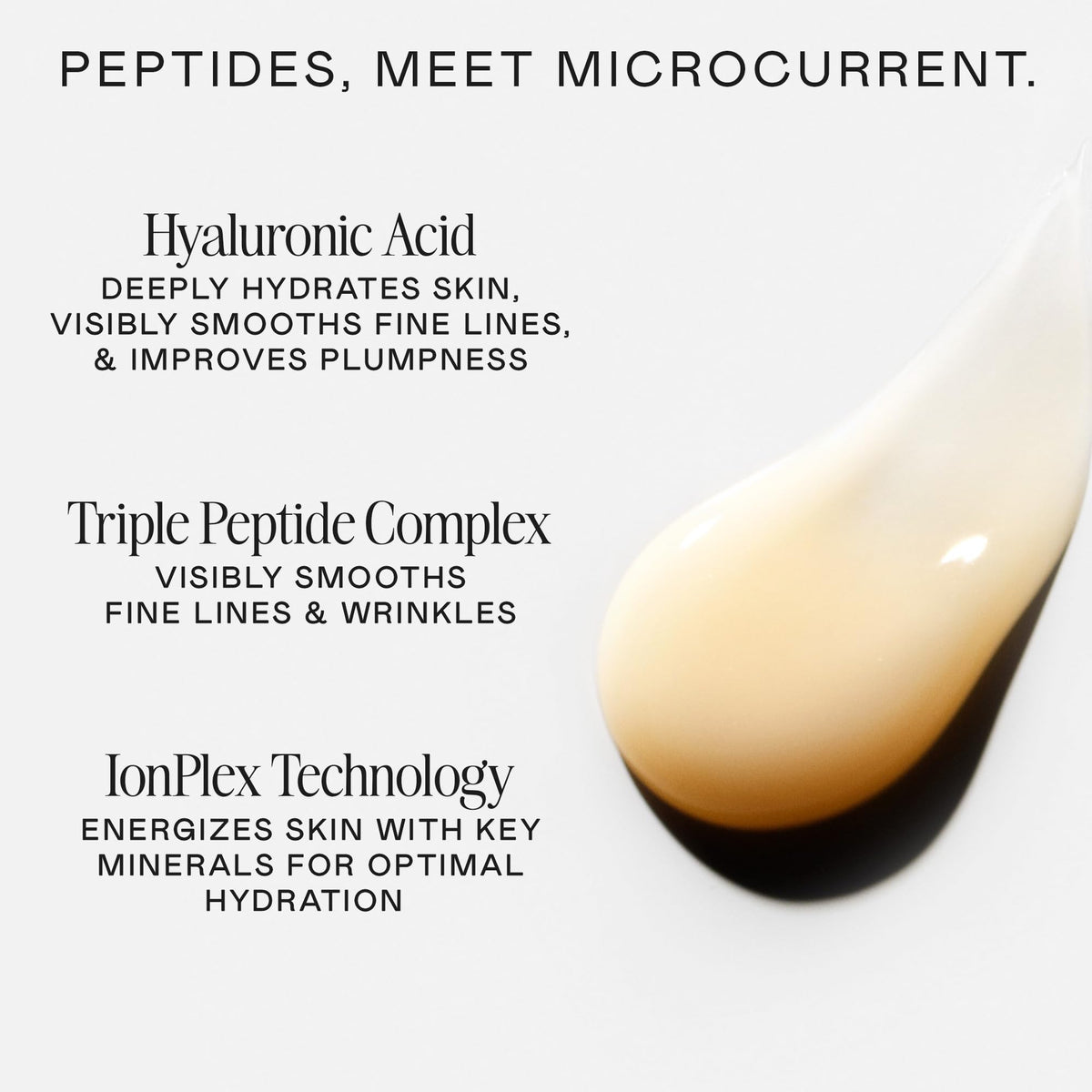 NuFACE FIX Serum ingredient label showing IonPlex and peptides clarity