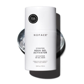 NuFACE product front packaging showing bottle and label benefits