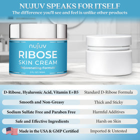 nuJuv in hand size scale demonstrating portable 2 oz travel-ready tube