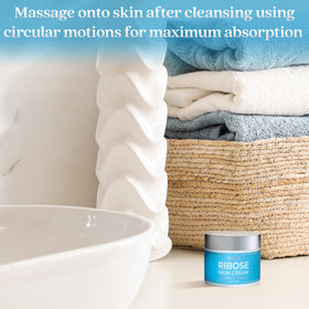 nuJuv lifestyle bathroom routine showing application on clean skin