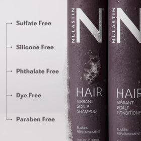 NULASTIN bottle label close-up highlighting Elastaplex Technology benefits