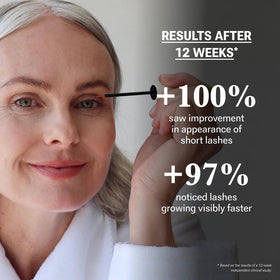 NULASTIN applying serum to upper lash line, supports stronger lashes