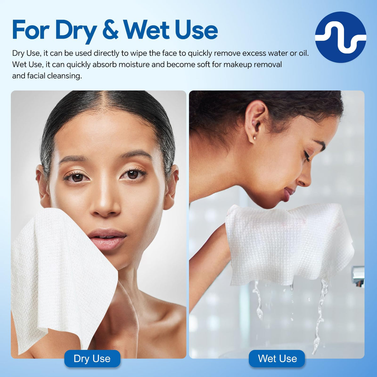 Nuline Medical dual-sided towel detail showing cleansing and gentle sides