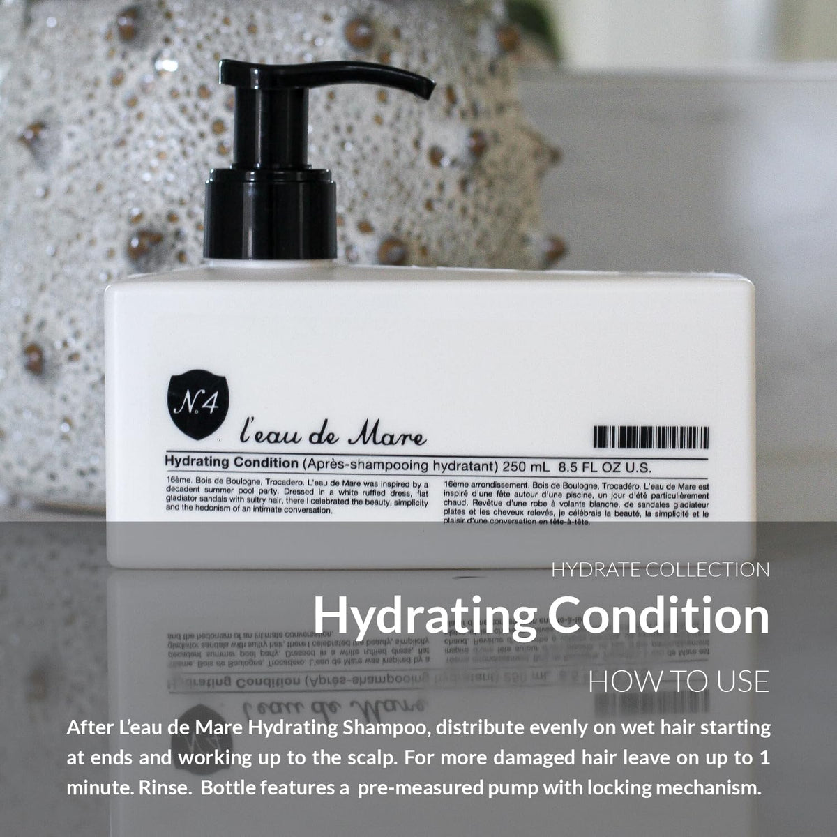 Number 4 conditioner being applied to wet hair demonstrating detangling and moisture