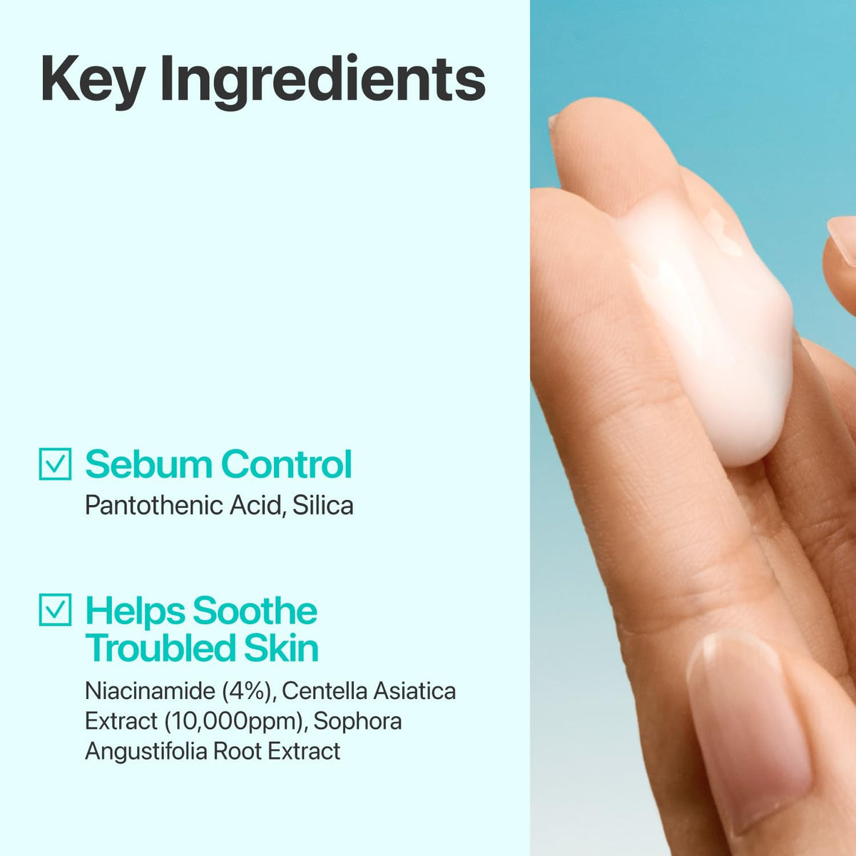 numbuzin before and after comparison illustrating reduced surface shine and smoother skin