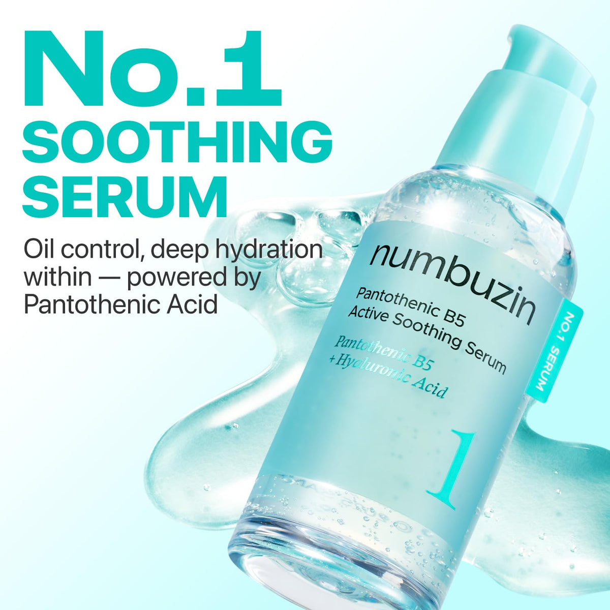 numbuzin serum clear gel droplet texture demonstrating fast absorption