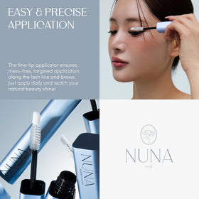NUNA application demo on upper lash line indicating easy nightly use benefit