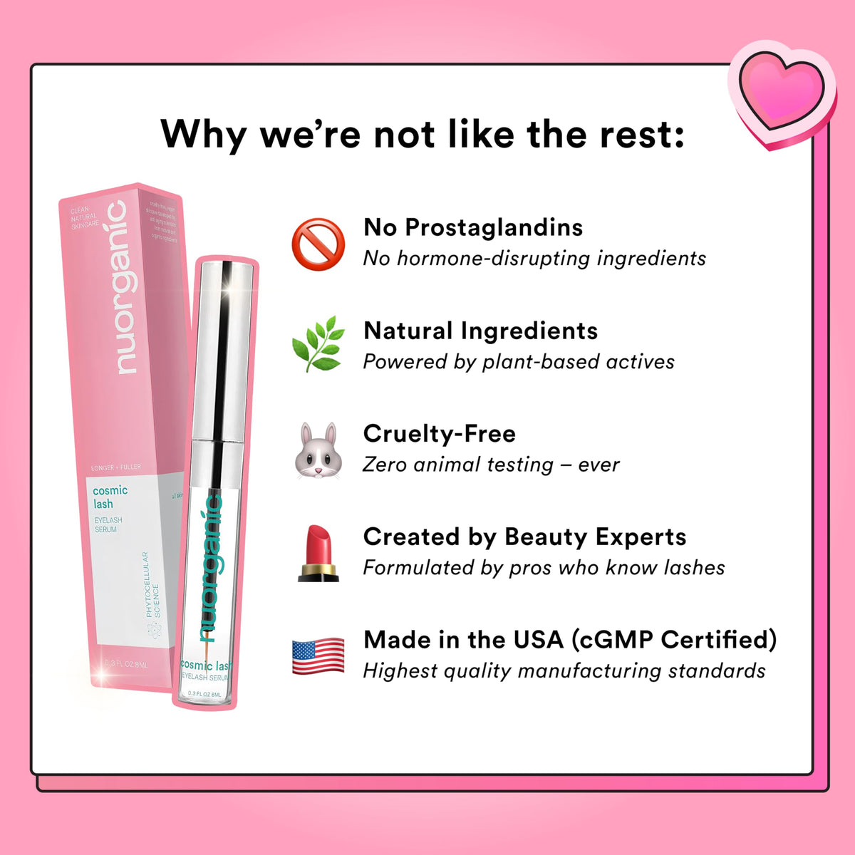 NuOrganic Cosmetics bottle in hand showing XL size for longer supply