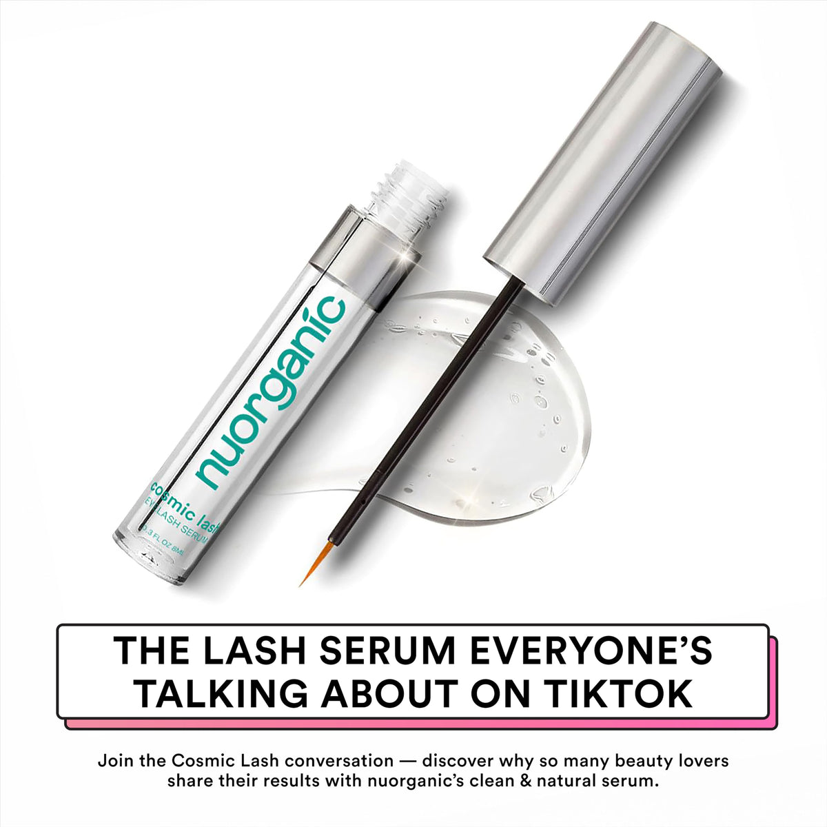 NuOrganic Cosmetics serum texture on fingertip highlighting smooth absorption