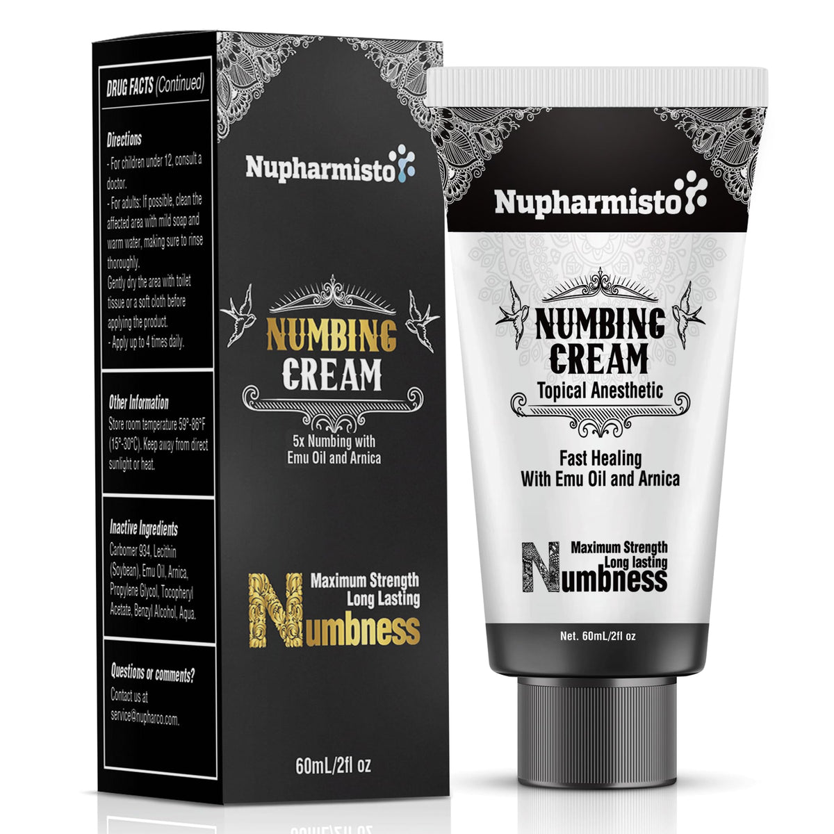 Nupharmco front packaging tube showing product name and 60ml size for quick identification and convenience