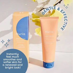 Nuria close-up of exfoliator texture showing fine gel particles for gentle polishing benefit