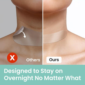NURIVE patch placed on neck illustrating targeted wrinkle coverage