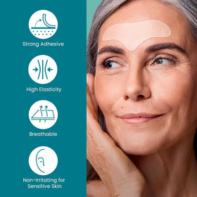 NURIVE patch applied on forehead showing invisible wear and subtle smoothing