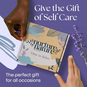Nurture by Nature bath salts jar open with crystals visible for relaxing soaks