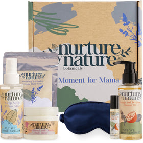Nurture by Nature gift box front view shows the vegan spa set perfect for gifting