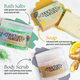 Nurture by Nature hand soap pump detail demonstrating gentle cleanse benefit