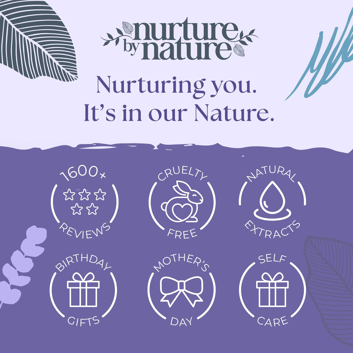 Nurture by Nature spa set styled in bathroom for easy at-home retreat