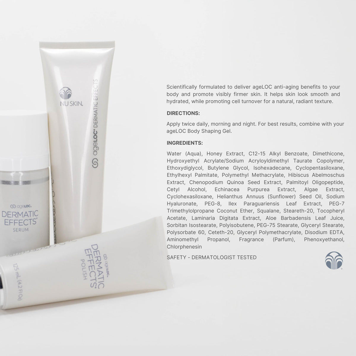 Nu Skin pump dispensing lotion with controlled amount and quick absorption