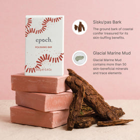 Nu Skin Epoch Polishing Bar recycled carton label emphasizing eco-friendly packaging benefit