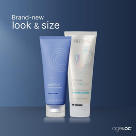Nu Skin pump and cap detail highlighting easy dispensing benefit