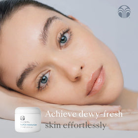 Nu Skin tube on bathroom counter in routine setting showing everyday moisturizing benefit