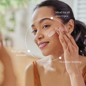 Nu Skin near-eye application illustrating soothing aloe vera for delicate skin comfort
