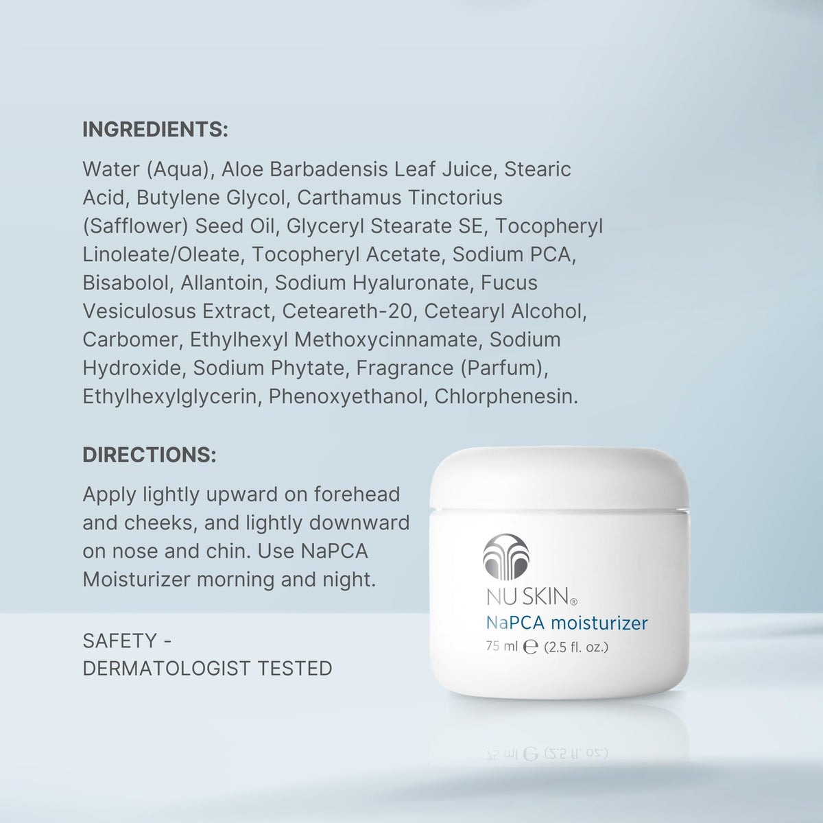 Nu Skin tube next to common items showing 2.5 fl oz scale for size clarity