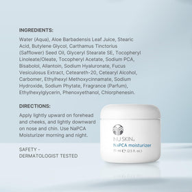 Nu Skin tube next to common items showing 2.5 fl oz scale for size clarity