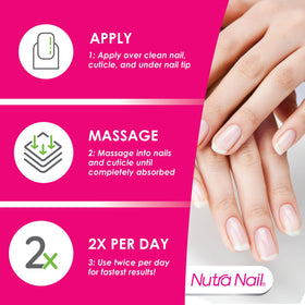 Nutra Nail massaging cuticle with brush to hydrate and restore nail edges