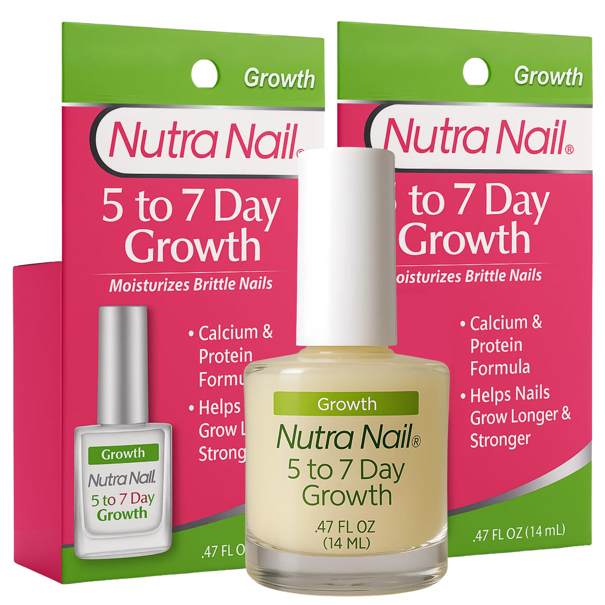 Nutra Nail front packaging showing dual bottles and clear product benefit