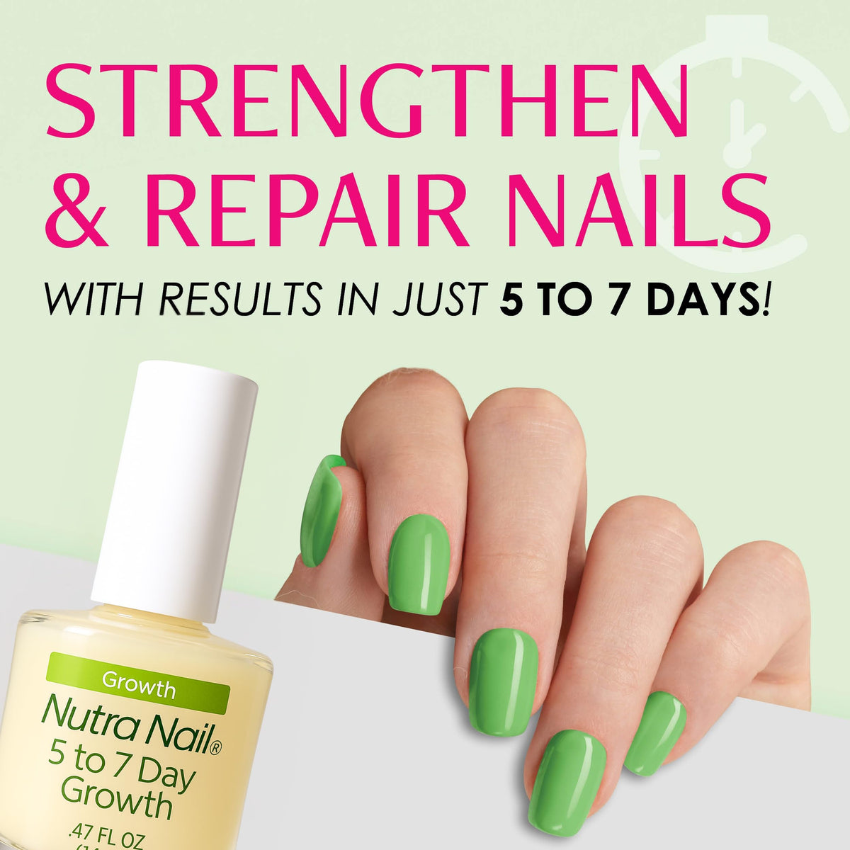 Nutra Nail brush applying serum to nail for fast absorption and repair