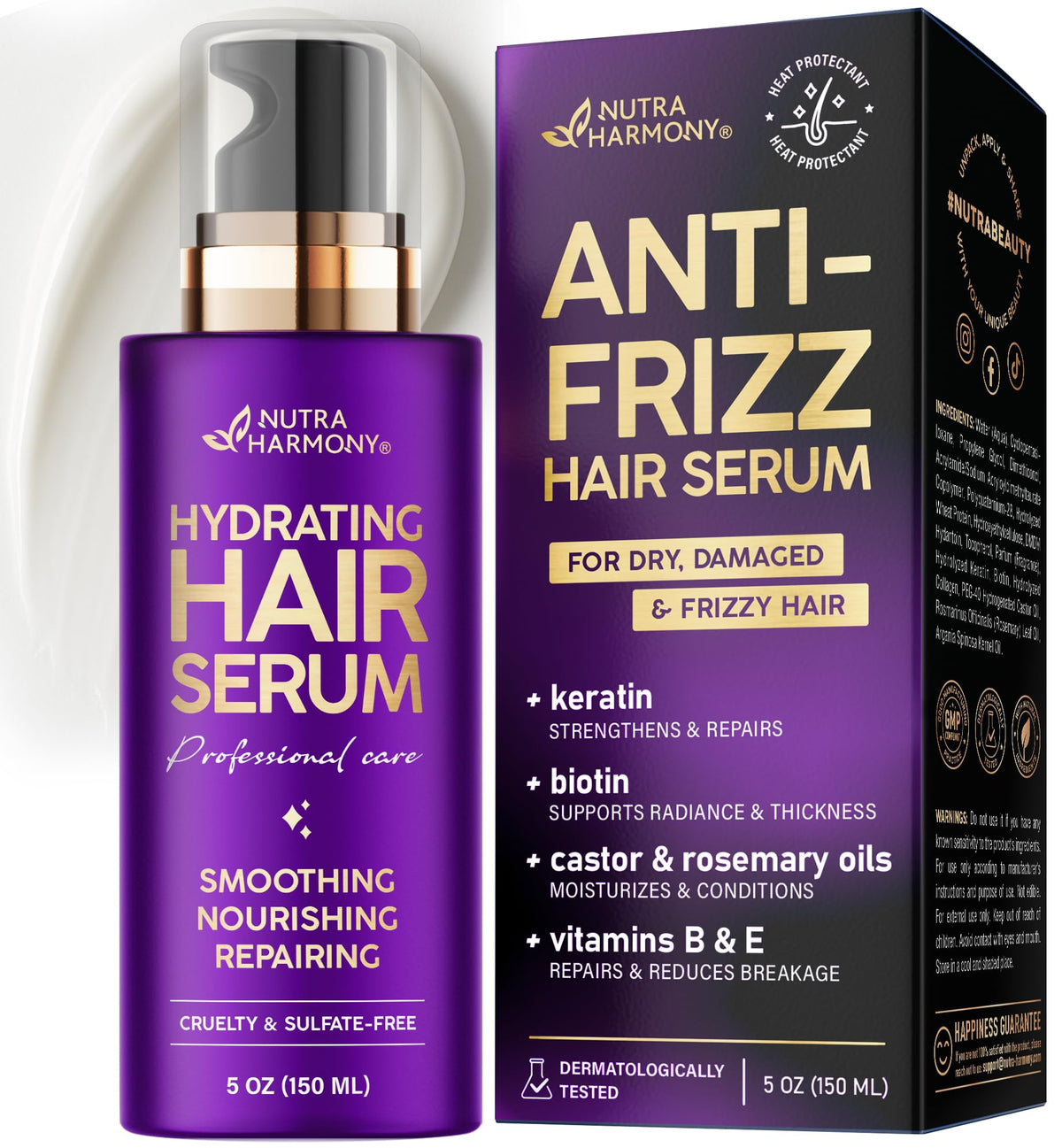 NUTRAHARMONY front packaging showing clean, lightweight serum benefits