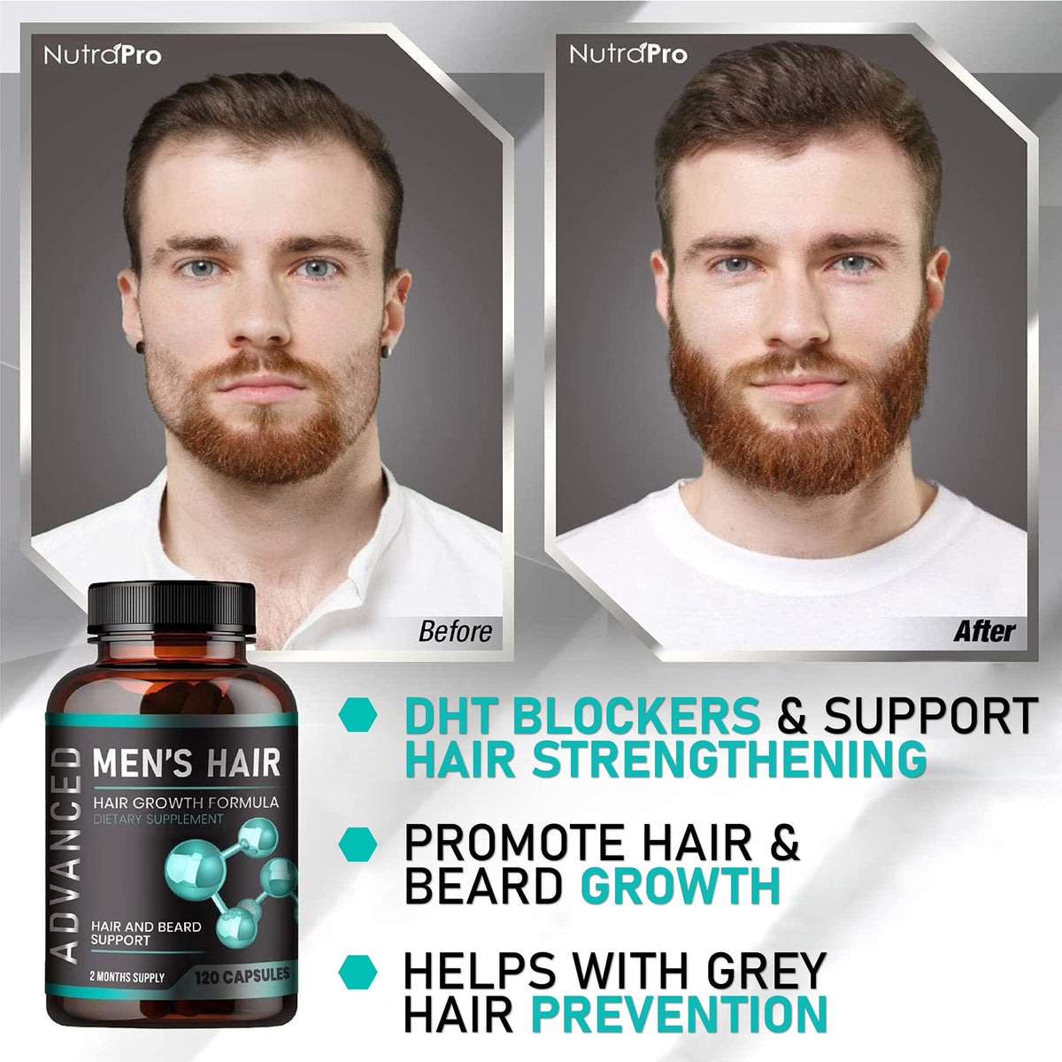 NutraPro open bottle with 120 capsules visible, illustrating full supply and value