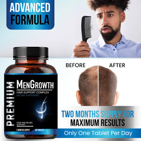 NutraPro MenGrowth tablet in hand demonstrating easy one-a-day convenience