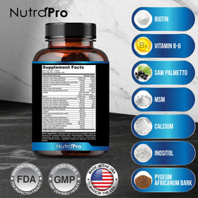 NutraPro MenGrowth on bathroom counter in grooming routine for everyday support