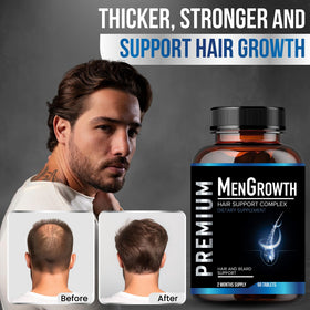 NutraPro MenGrowth tablet close-up highlighting texture and single-daily dose
