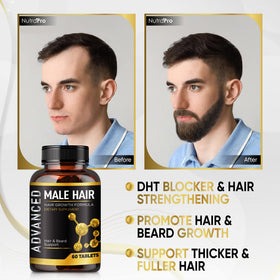 NutraPro ingredient layout with biotin and collagen visuals showing nutrient blend
