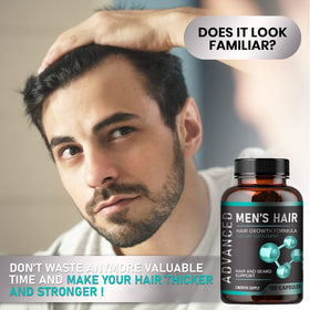 NutraPro used in grooming routine on man, demonstrating beard and scalp support