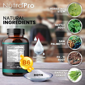 NutraPro bottle in hand for size comparison, conveying compact travel-friendly benefit