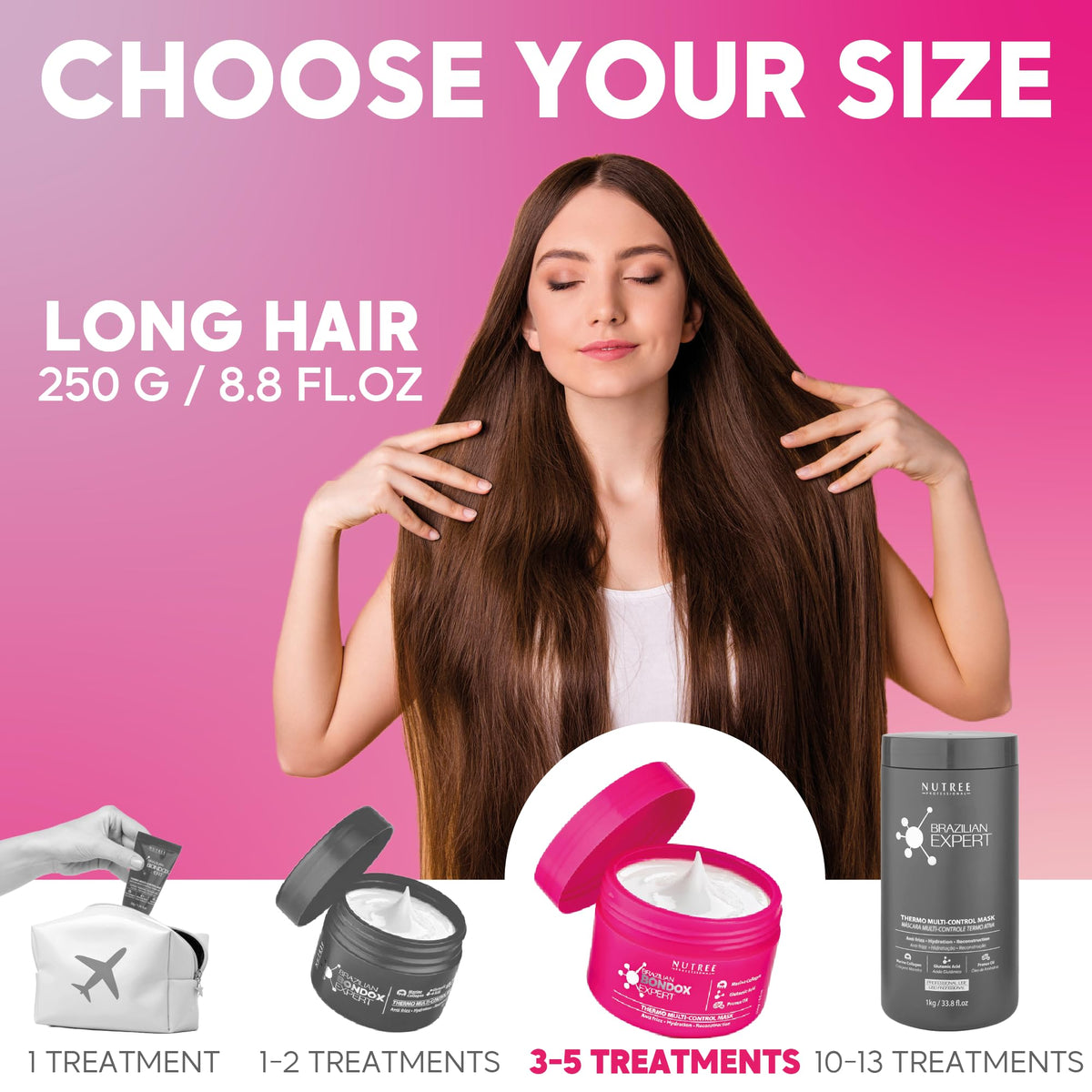 Nutree Professional mask being applied to hair in hands demonstrating easy salon or home use