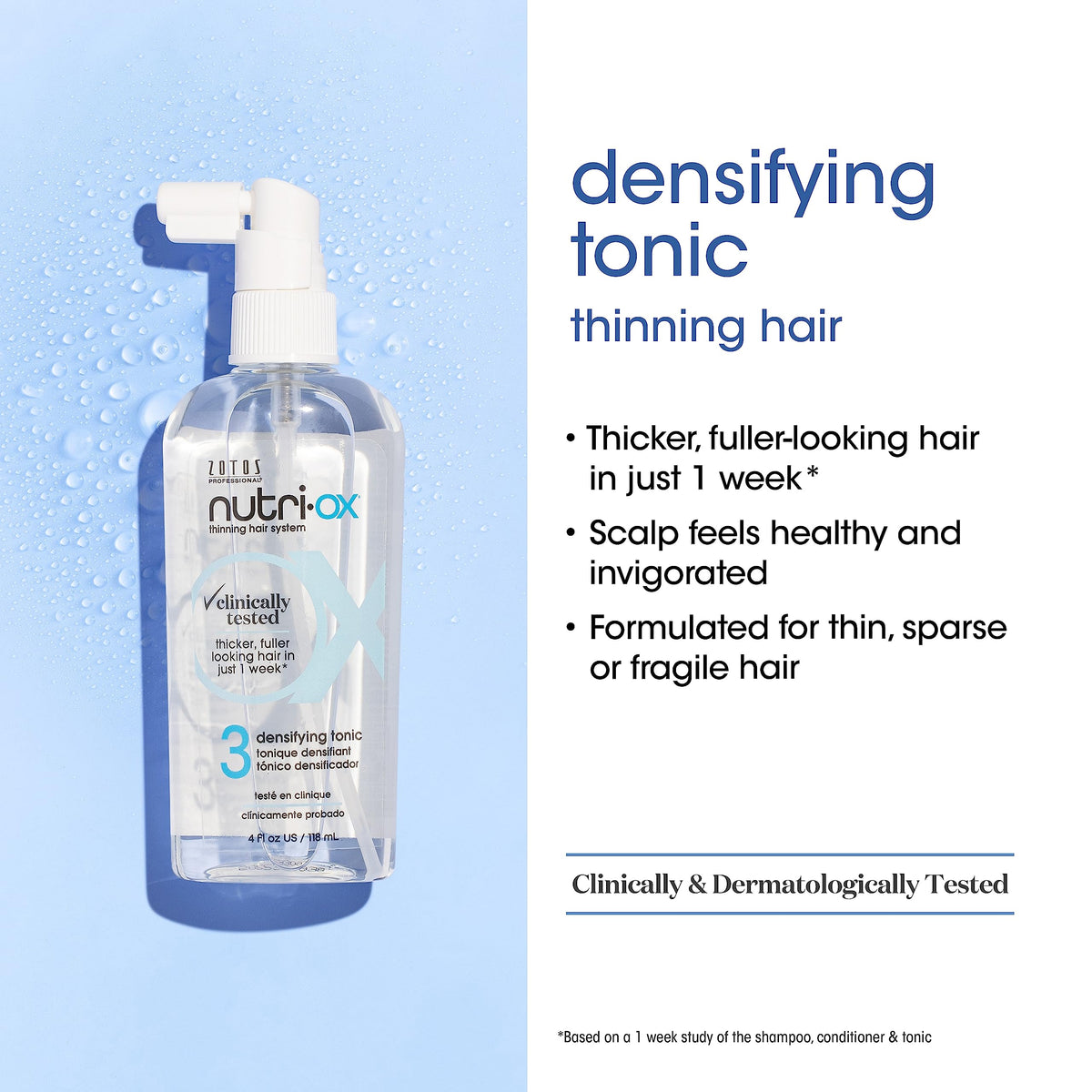 NUTRI-OX close-up of tonic being applied to scalp for targeted coverage